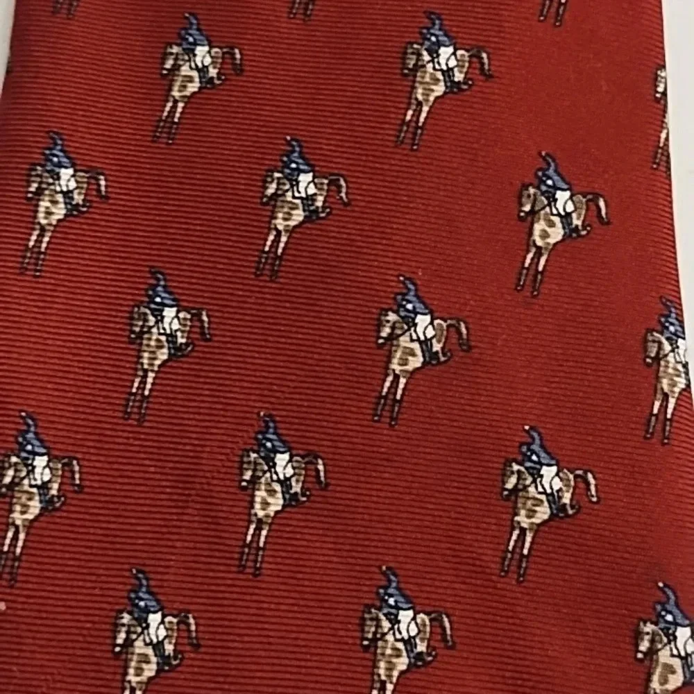 Gant Silk Polo Horse Print Tie Burgundy, Navy Tan